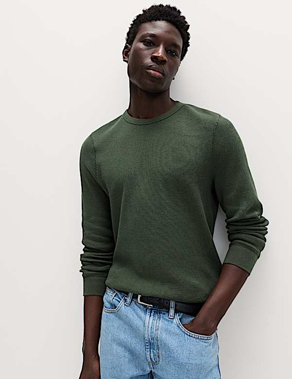 Pure Cotton 2-Tone Waffle Sweatshirt