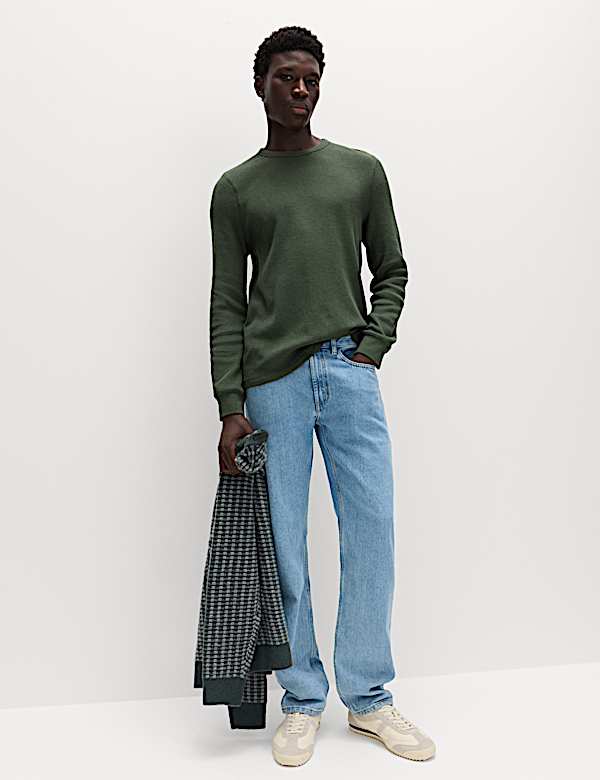 Pure Cotton 2-Tone Waffle Sweatshirt