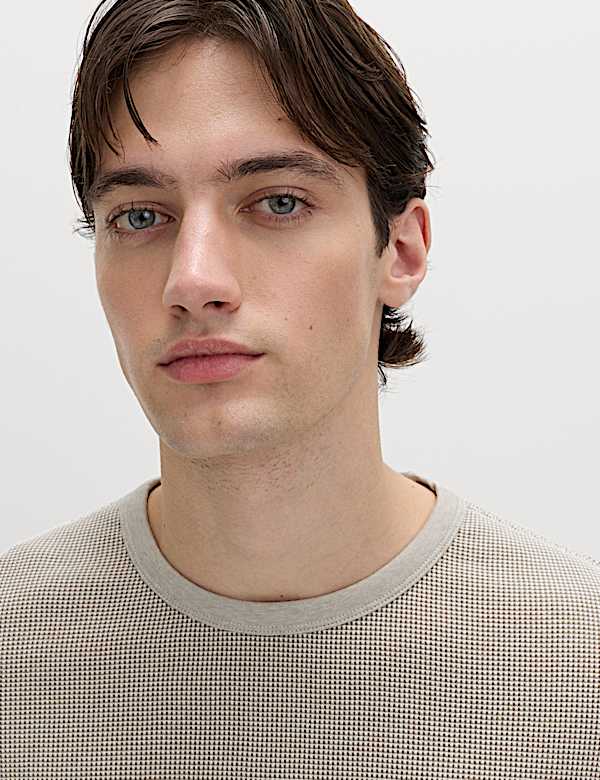 Pure Cotton 2-Tone Waffle Sweatshirt