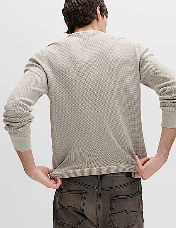 Pure Cotton 2-Tone Waffle Sweatshirt