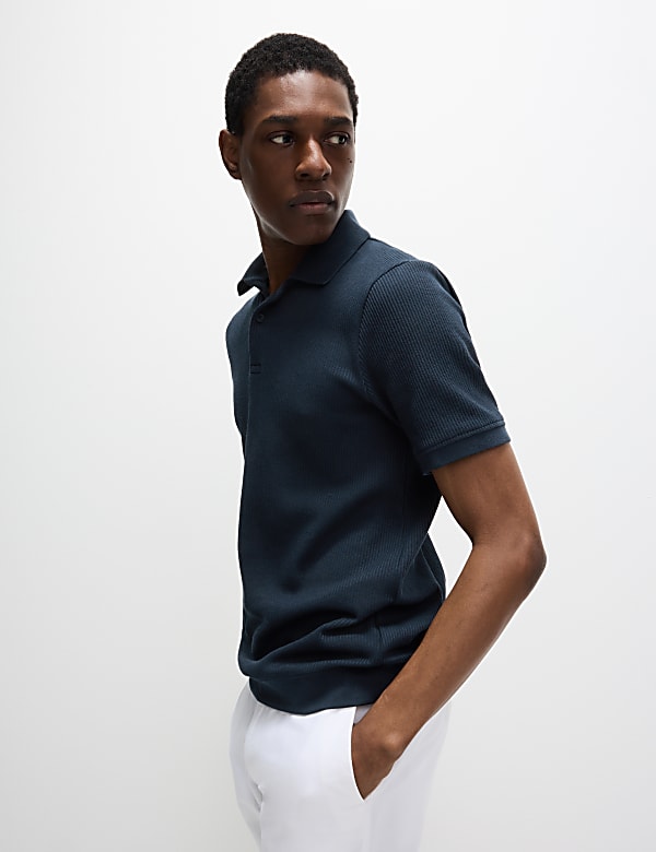 Pure Cotton Textured Polo Shirt