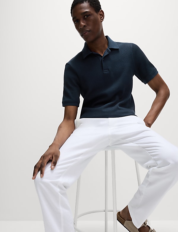 Pure Cotton Textured Polo Shirt