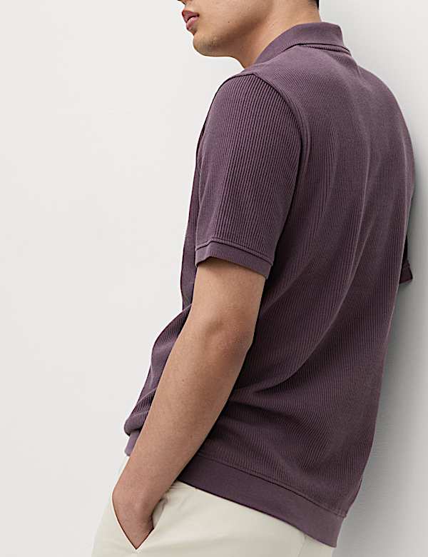 Pure Cotton Textured Polo Shirt