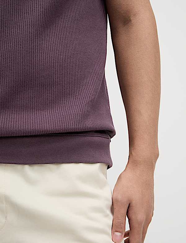 Pure Cotton Textured Polo Shirt
