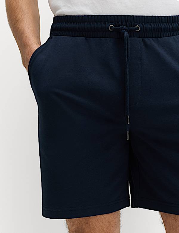 Katoenrijke korte broek met elastische tailleband - BE