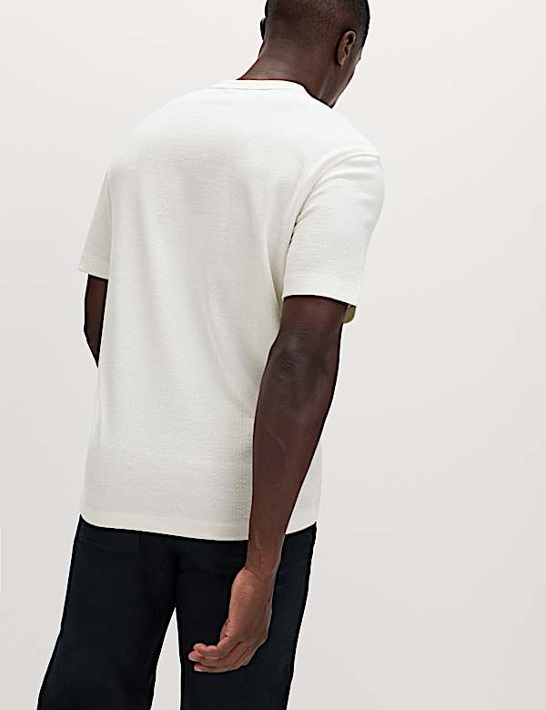 Relaxed Fit Cotton Blend Textured T-Shirt - AL