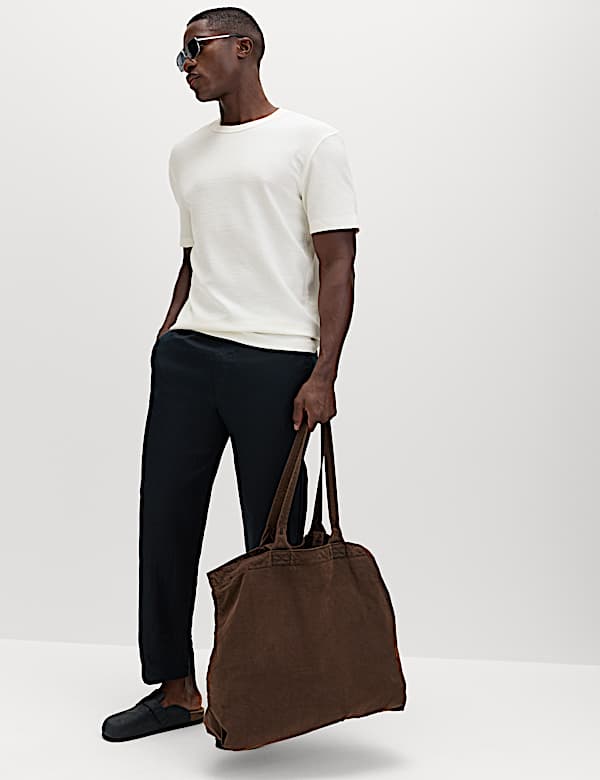 Relaxed Fit Cotton Blend Textured T-Shirt - AL