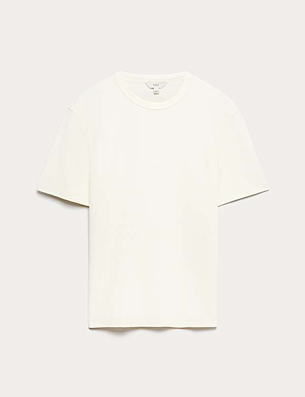 Relaxed Fit Cotton Blend Textured T-Shirt - AL