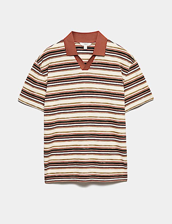 Cotton Blend Crepe Notch Neck Polo Shirt - IT