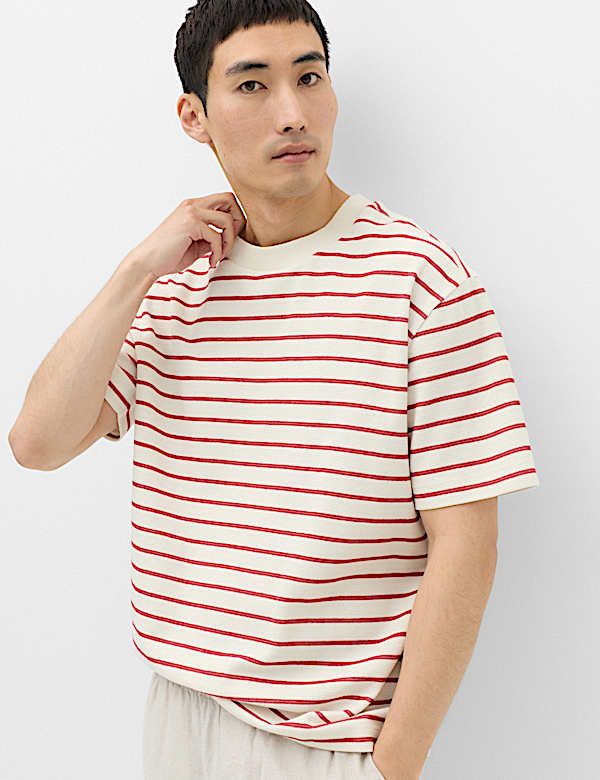 Cotton Rich Textured Breton T-Shirt