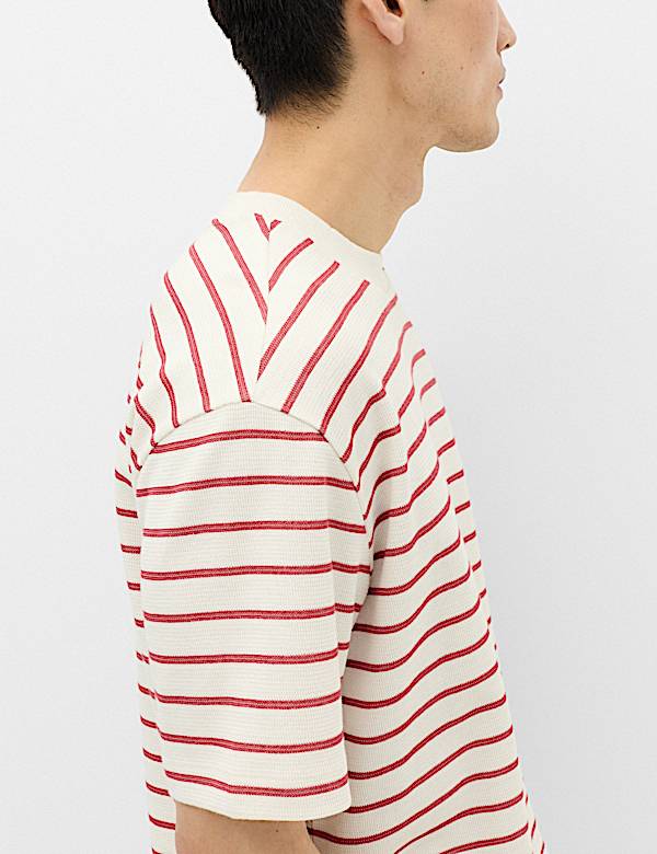 Cotton Rich Textured Breton T-Shirt - HR