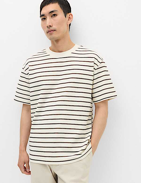 Cotton Rich Textured Breton T-Shirt