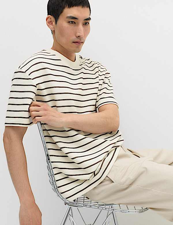 Cotton Rich Textured Breton T-Shirt