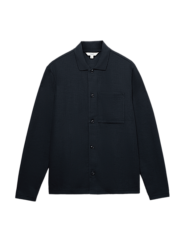 Cotton Blend Ribbed Overshirt