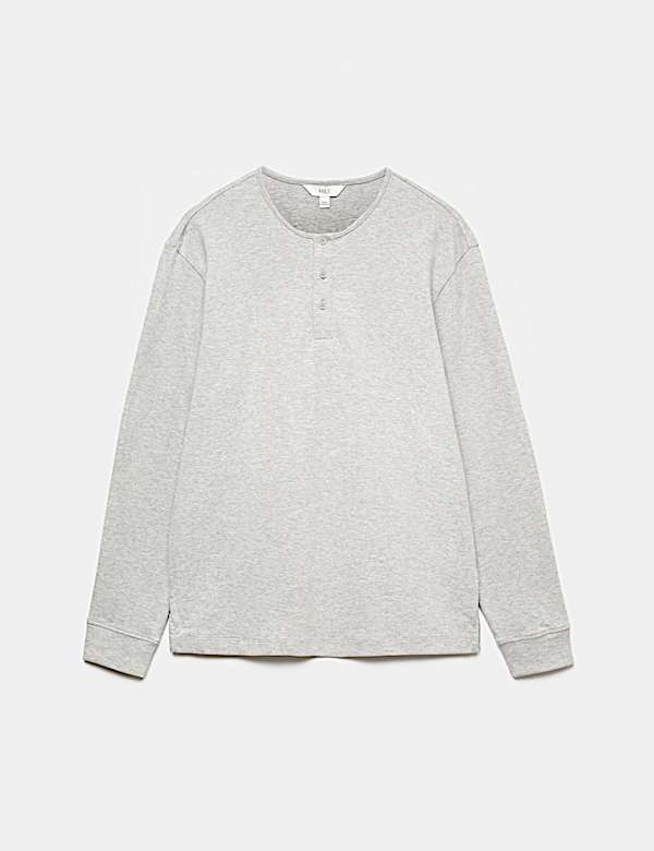 Cotton Rich Cosy Long Sleeve Henley Shirt - GR
