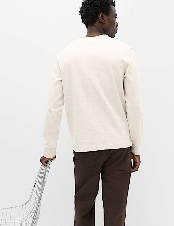 Cotton Rich Cosy Long Sleeve Henley Shirt - JO