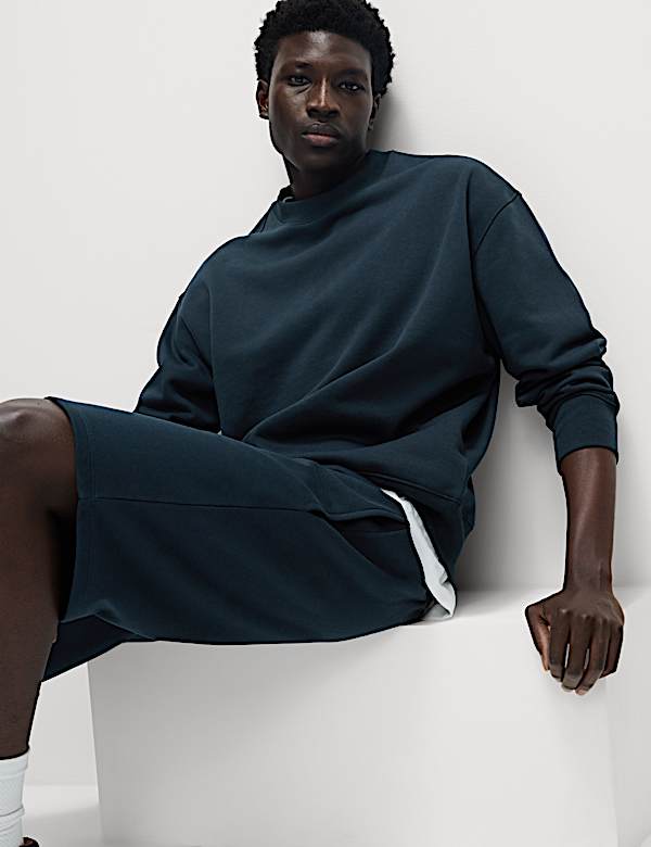 Elasticated Waist Cotton Rich Oversized Shorts - BN