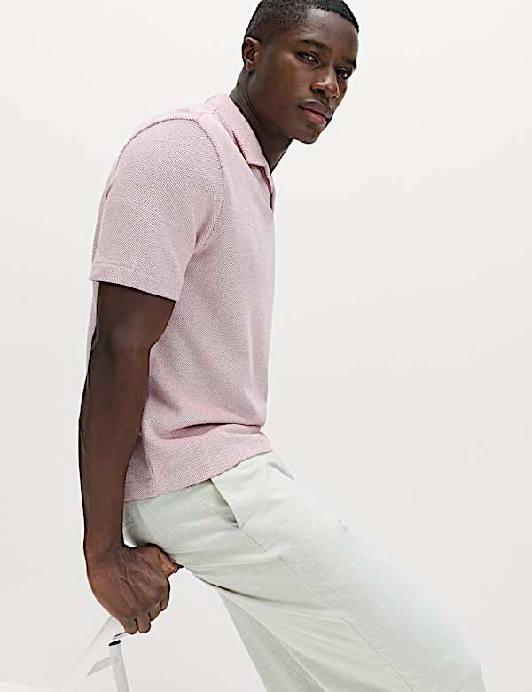 Relaxed Fit Pure Cotton Pique Polo Shirt - AL