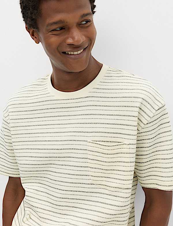 Cotton Rich Textured Striped T-Shirt - SE