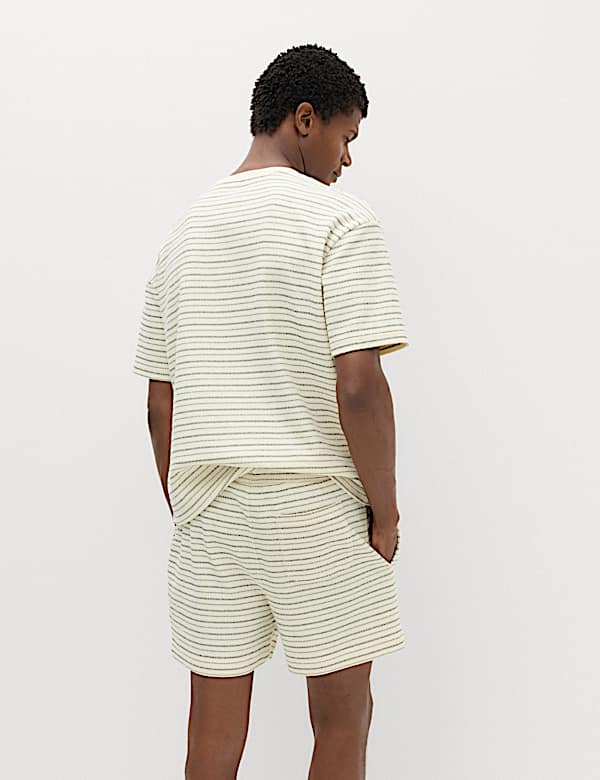 Cotton Rich Textured Striped T-Shirt - SE
