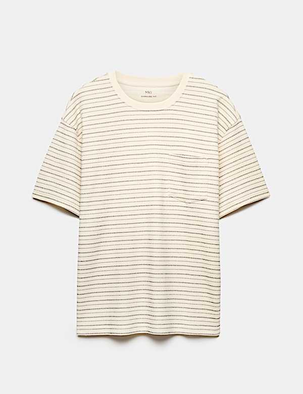 Cotton Rich Textured Striped T-Shirt - SE
