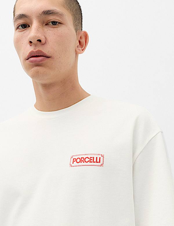 Oversized Pure Cotton Graphic Short Sleeve T-Shirt - MV