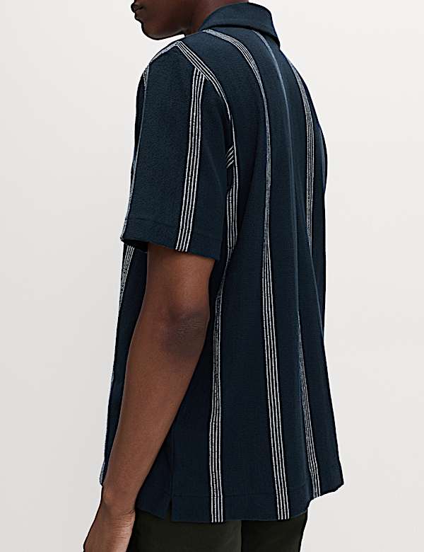 Polo 100 % coton &agrave; rayures et revers - CH