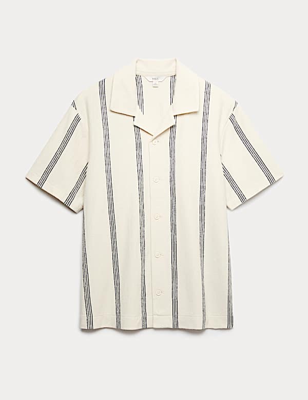 Pure Cotton Striped Revere Polo Shirt - IS
