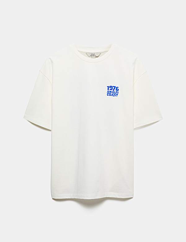 Oversized Pure Cotton Graphic Short Sleeve T-Shirt - MV