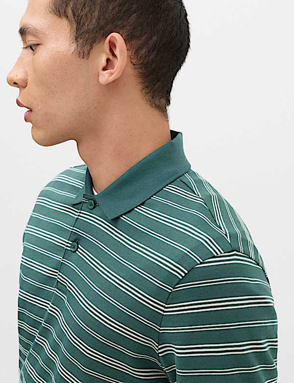 Pure Cotton Yarn Dye Striped Polo Shirt - IT