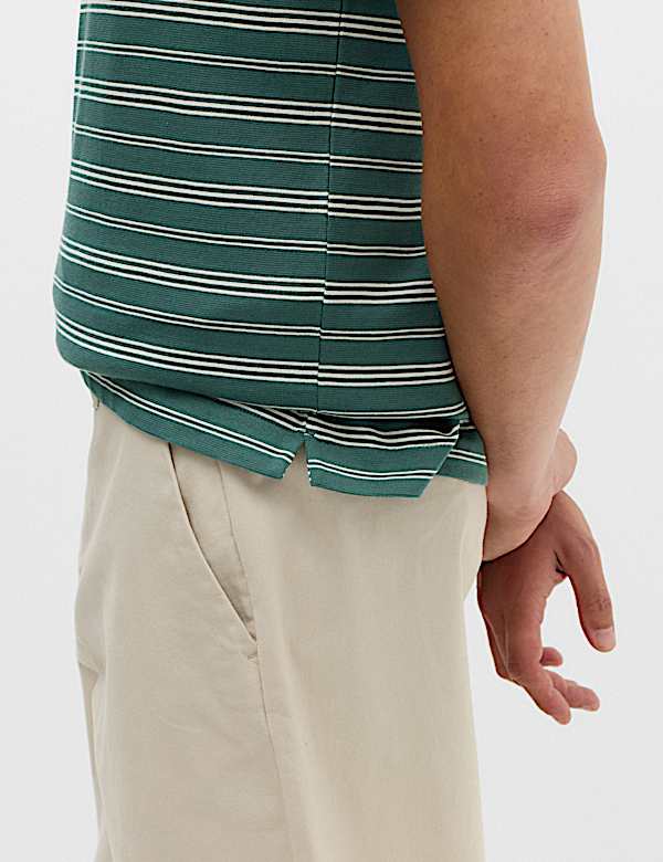 Pure Cotton Yarn Dye Striped Polo Shirt - IT