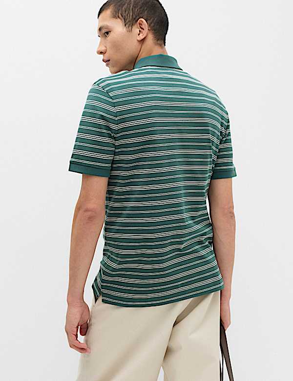 Pure Cotton Yarn Dye Striped Polo Shirt - IT