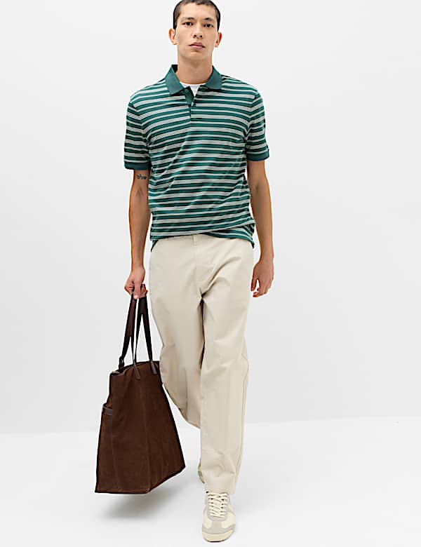 Pure Cotton Yarn Dye Striped Polo Shirt - IT