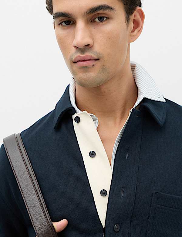 Pure Cotton Heavyweight Long Sleeve Polo Shirt - LT