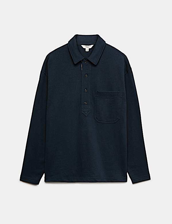 Pure Cotton Heavyweight Long Sleeve Polo Shirt - LT