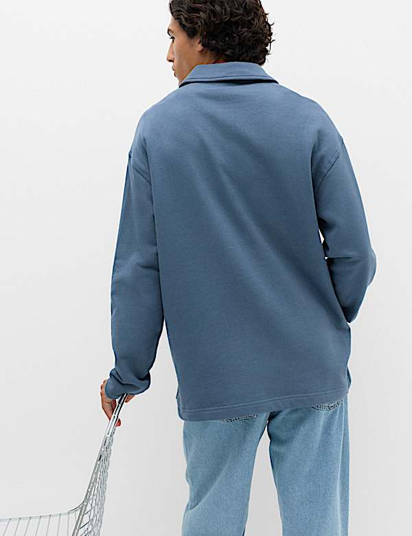 Pure Cotton Heavyweight Long Sleeve Polo Shirt - IL