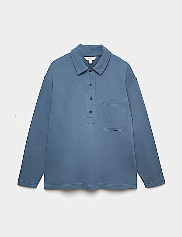 Pure Cotton Heavyweight Long Sleeve Polo Shirt - IL