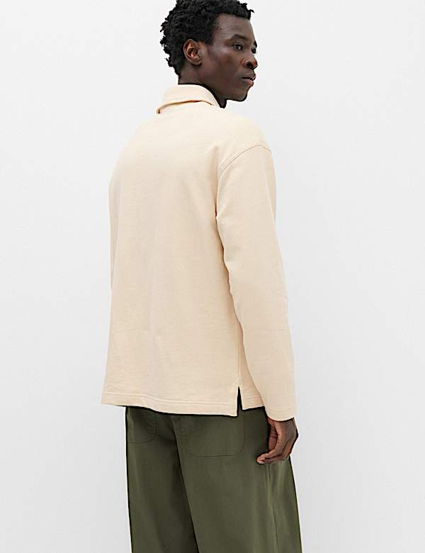 Pure Cotton Heavyweight Long Sleeve Polo Shirt - GR