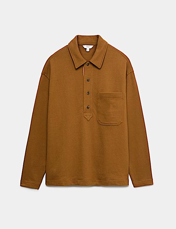 Pure Cotton Heavyweight Long Sleeve Polo Shirt - CZ