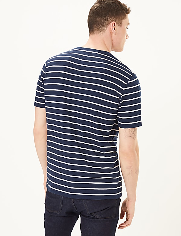 Pure Cotton Regular Fit Striped T-Shirt