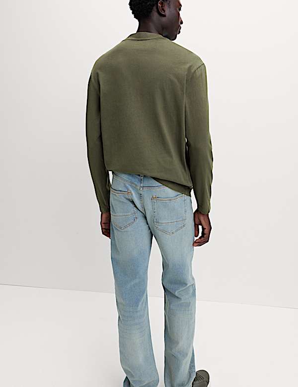 חולצת טי עם צווארון עגול מכותנה טהורה - IL