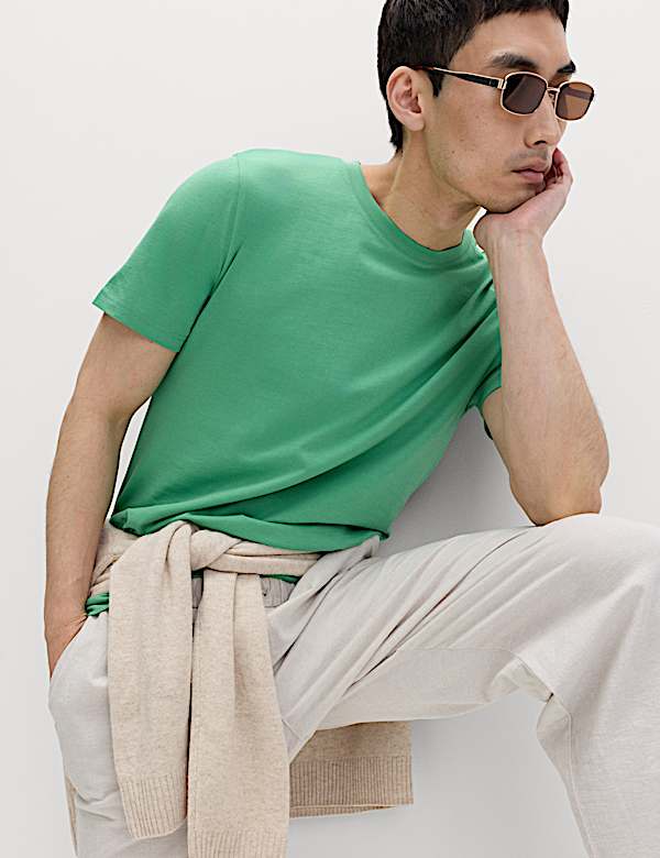 Pure Cotton Regular Fit Crew Neck T-Shirt