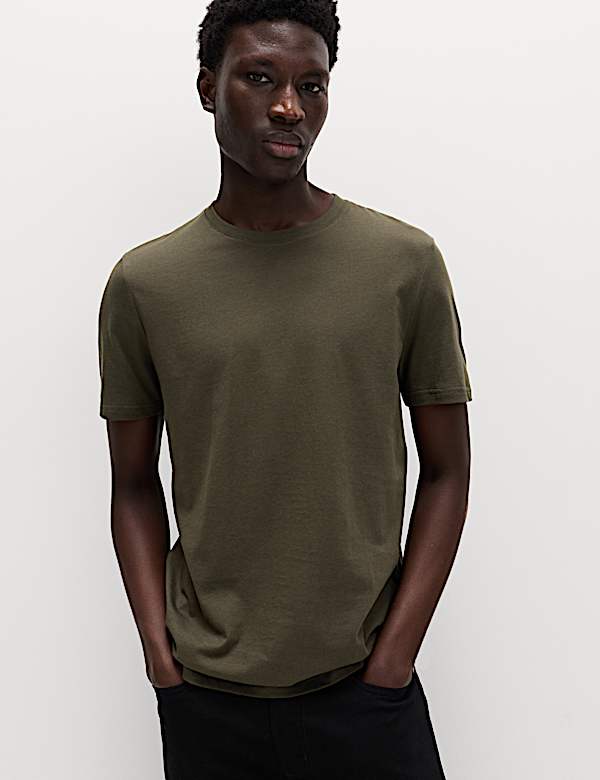 Pure Cotton Regular Fit Crew Neck T-Shirt