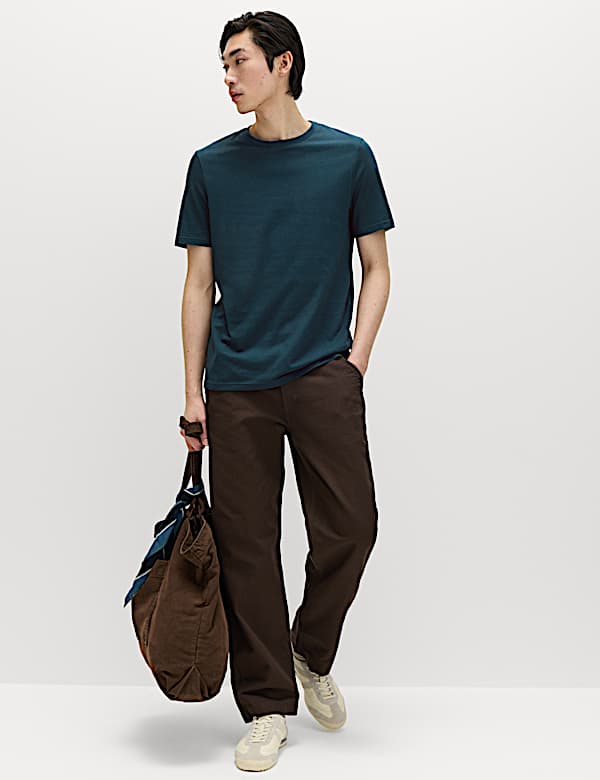 Regular Fit Pure Cotton Crew Neck T-Shirt - US