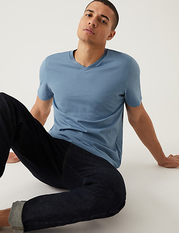 T-shirt 100&nbsp;% coton à col en V - FR
