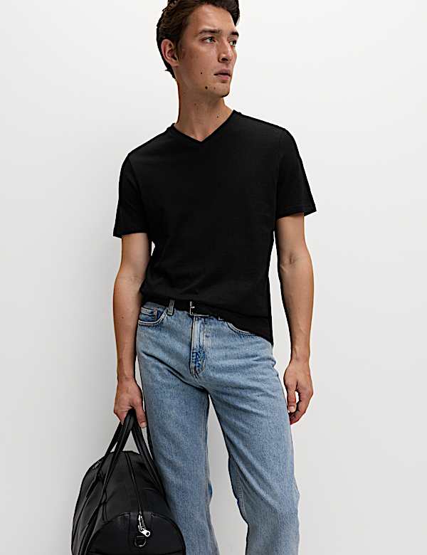 Pure Cotton V Neck T-Shirt - SE