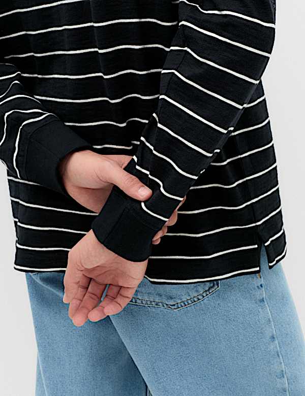 Pure Cotton Striped Long Sleeve Rugby Shirt - AU