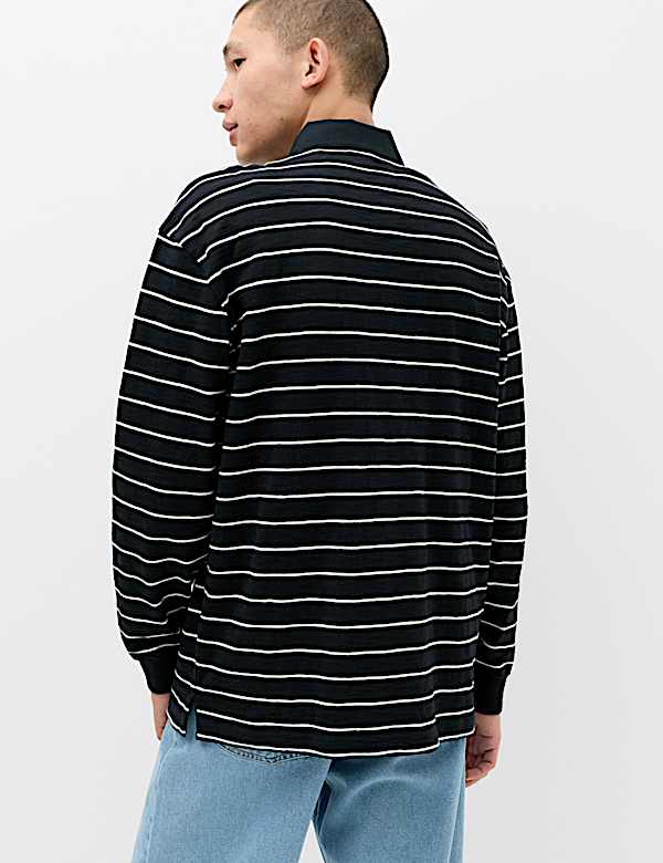 Pure Cotton Striped Long Sleeve Rugby Shirt - AU