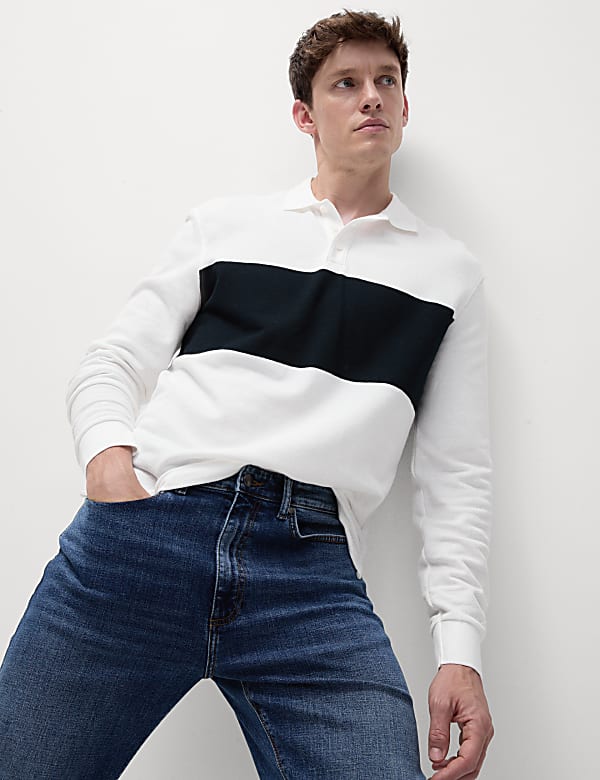 Cotton Rich Piqué Long Sleeve Polo Shirt - US