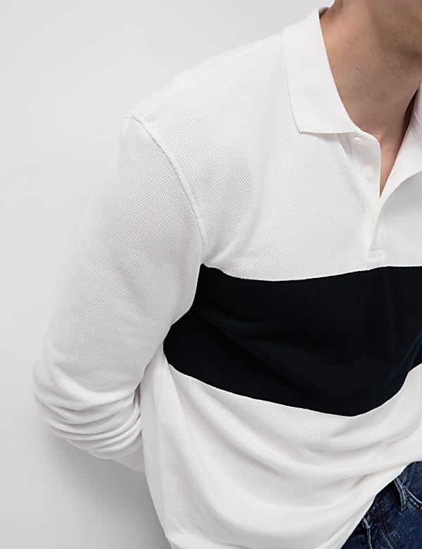 LS CHEST STRIPE PIQUE POLO